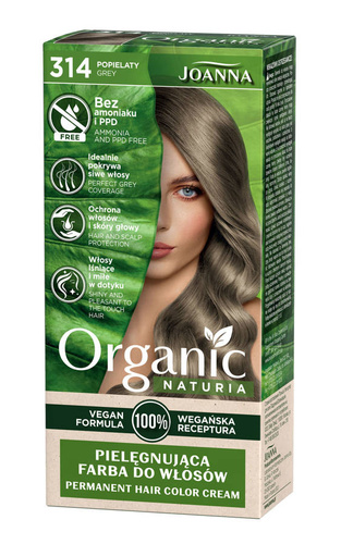 Joanna Naturia Vegan Pielęgnująca Farba do włosów nr 314 Popielaty