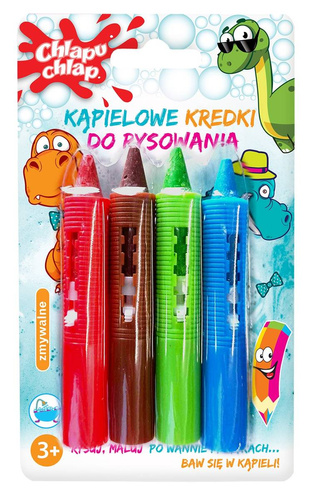 CHLAPU CHLAP Kąpielowe Kredki do rysowania Dino-4szt