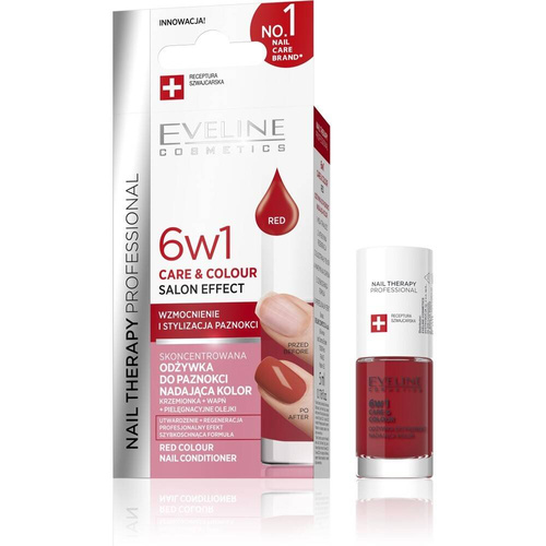 Eveline Nail Therapy Professional Odżywka do paznokci Care&Colour 6w1 - Red 5 ml