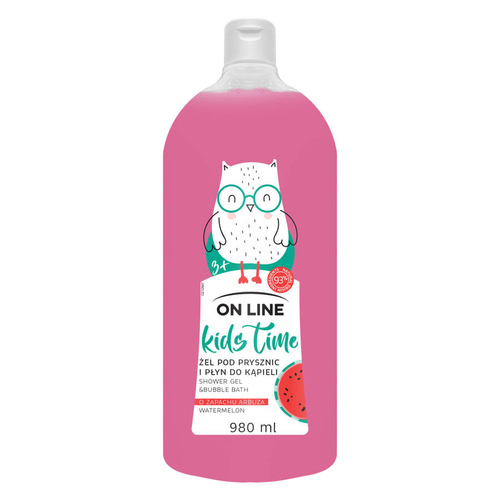 On Line Kids Time Żel pod prysznic i do kąpieli 2w1 dla dzieci - zapach arbuza  980ml