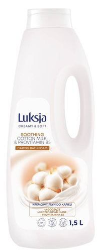 LUKSJA Kremowy Płyn do Kąpieli Soothing Mleko Bawełniane & Pro Witamina B5 1500 ml
