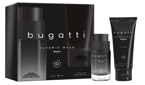 BUGATTI Zestaw Prezentowy Dynamic Move Black dla Mężczyzn (Woda Toaletowa 100 ml + Żel pod Prysznic 200 ml)