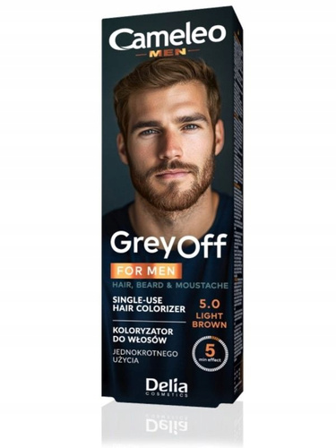 Delia Cosmetics Cameleo Men Krem koloryzujący do włosów,brody i wąsów nr 5.0 Light Brown  15mlx2