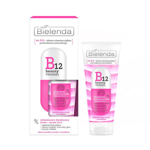 Bielenda B12 Beauty Vitamin 2-fazowy krem i serum 2w1 na dzień i noc 45g