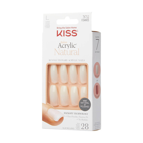 KISS Salon Sztuczne Paznokcie Acrylic Natural - Strong Enough (rozmiar L) 1op.(28szt)