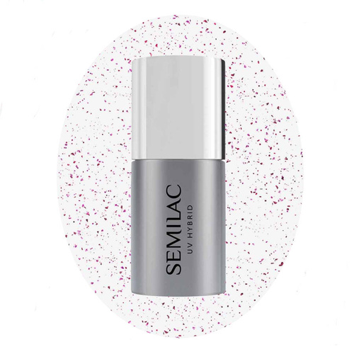 SEMILAC Top do lakierów hybrydowych No Wipe Blinking - Violet&Rose Flakes 7ml