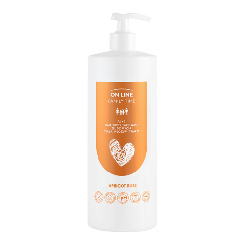 ON LINE Family Time Żel 3w1 do mycia ciała, włosów i twarzy - Morela 850 ml