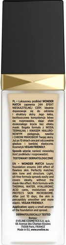 Eveline Wonder Match Podkład dopasowujący się do cery nr 05 Light Porcellain  30ml