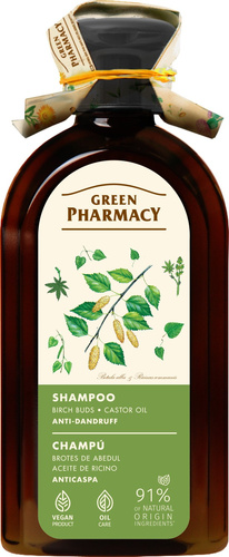 Szampon Przeciwłupieżowy z Pąkami Brzozy i Olejem Rycynowym - GREEN PHARMACY 350 ml