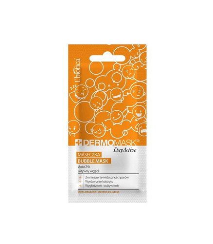 L'BIOTICA Dermomask Day Active Maseczka bąbelkowa na twarz - złoto 24k & aktywny węgiel 10ml