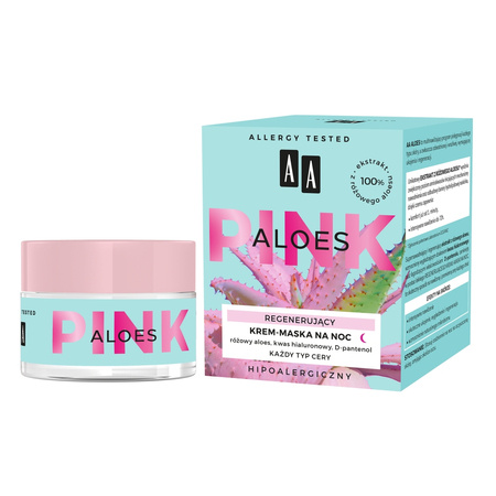 AA Pink Aloes Regenerujący Krem-maska na noc do każdego rodzaju cery 50ml