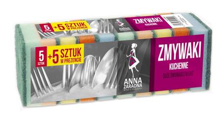 ANNA ZARADNA Zmywaki kuchenne duże - dwustronne 1 op.-10szt (5+5 gratis)