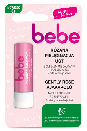 BEBE Pomadka ochronna "Różana Pielęgnacja Ust" z Olejkiem Migdałowym i Masłem Shea 4.9g