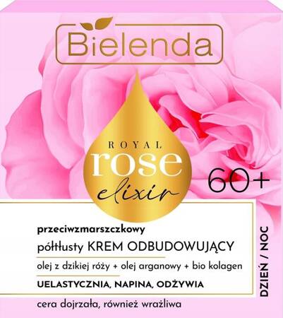 Bielenda Royal Rose Elixir Przeciwzmarszczkowy krem odbudowujący na dzień i noc 60+ 50 ml