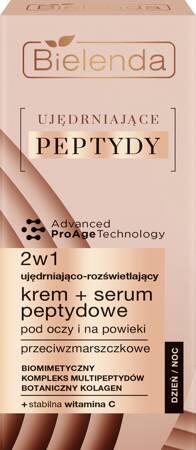 Bielenda Ujędrniające Peptydy Ujędrniająco – rozświetlający krem przeciwzmarszczkowy + serum peptydowe pod oczy i na powieki 15ml