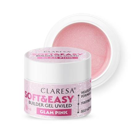 CLARESA Żel budujący do paznokci Soft&Easy Builder - Glam Pink 45g