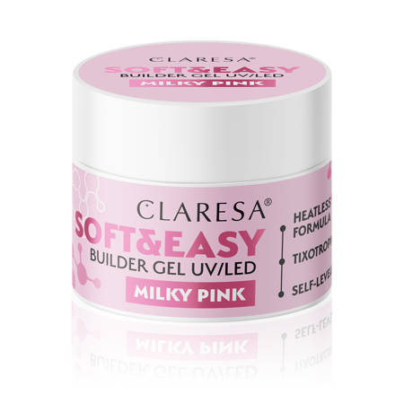 CLARESA Żel budujący do paznokci Soft&Easy Builder - Milky Pink 45g