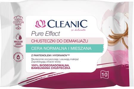 Cleanic Chusteczki do demakijażu Pure Effect - cera normalna i mieszana-10szt