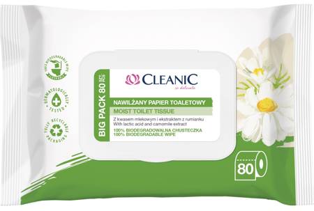 Cleanic Nawilżany Papier toaletowy z ekstraktem z rumianku-80szt