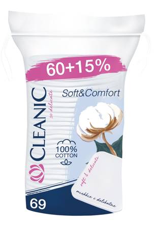Cleanic Soft & Comfort Kwadratowe Płatki kosmetyczne-69szt (60+15%)