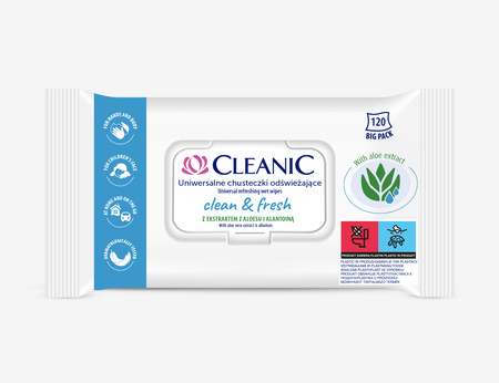 Cleanic Uniwersalne Chusteczki odświeżające Clean&Fresh-120szt