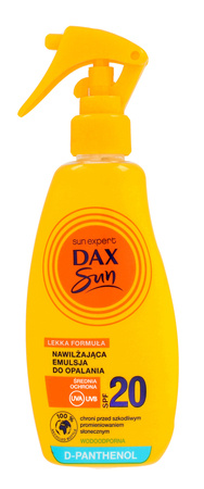 DAX Sun Nawilżająca Emulsja do opalania SPF20 z D-Panthenolem w sprayu 200ml