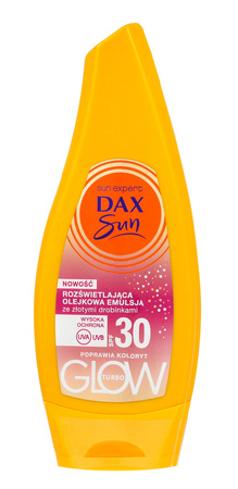 DAX Sun Rozświetlająca Olejkowa Emulsja GLOW Turbo ze złotymi drobinkami SPF30 175ml