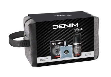 DENIM Black Zestaw prezentowy (woda po goleniu 100ml+deo spray 150ml+kosmetyczka)