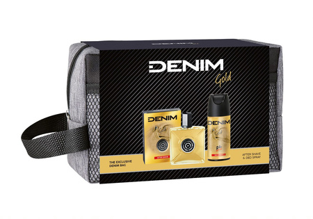 DENIM Gold Zestaw prezentowy (woda po goleniu 100ml+deo spray 150ml+kosmetyczka)