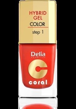 Delia Cosmetics Coral Hybrid Gel Emalia do paznokci nr 14 pomarańczowa czerwień 11ml