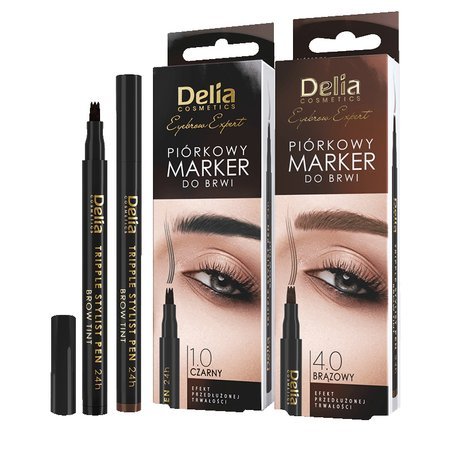 Delia Cosmetics Eyebrow Expert Piórkowy Marker do brwi - brązowy