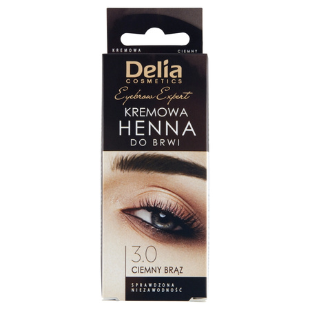 Delia Cosmetics Henna do brwi kremowa nr 3.0 Ciemny Brąz