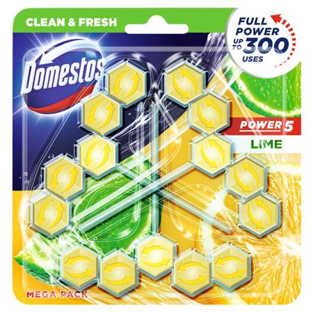 Domestos Lime TRIO Kostka WC Power 5 koszyk  3x 55g