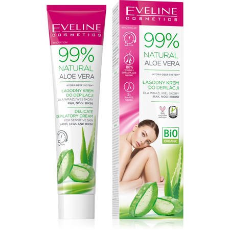 Eveline 99% Natural Aloe Vera Łagodny Krem do depilacji - skóra wrażliwa  125ml