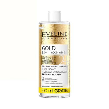 Eveline Gold Lift Expert Luksusowy Przeciwzmarszczkowy Płyn micelarny 3w1  500ml