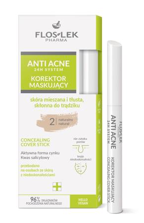 FLOSLEK Anti Acne 24 H System Korektor maskujący skóra mieszana i tłusta skłonna do trądziku - jasny 2