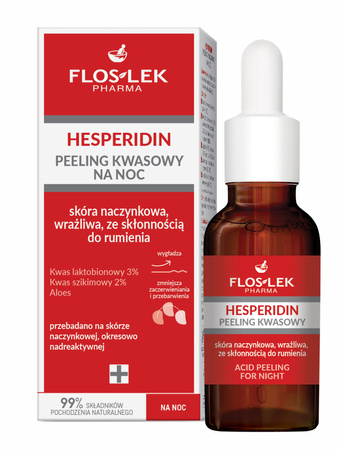 FLOSLEK Pharma Hesperidin Peeling kwasowy na noc - skóra naczynkowa,wrażliwa ze skłonnością do rumienia 30ml