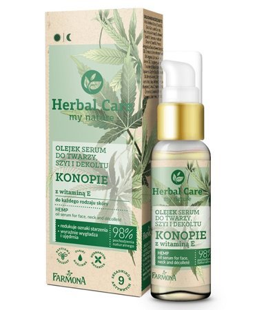 Farmona Herbal Care Olejek Serum do twarzy,szyi i dekoltu - Konopie z witaminą E  50ml