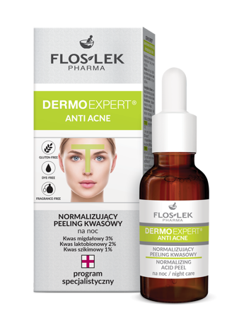Floslek Pharma Dermo Expert Anti Acne Peeling kwasowy normalizujący na noc 30ml