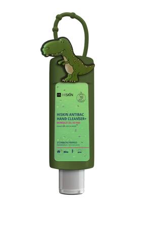 HISKIN Antibac Hand Cleanser+ Biobójczy Żel do rąk o zapachu mango - dinozaur (butelka 75ml+etui)