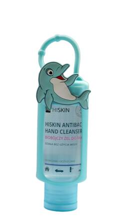 HISKIN Antibac Hand Cleanser+ Biobójczy Żel do rąk o zapachu owoców leśnych - delfin (butelka 75ml+etui)