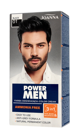 Joanna Power Men Color Cream Farba do włosów 3in1 dla mężczyzn nr 01 Black 100g
