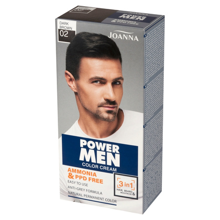 Joanna Power Men Color Cream Farba do włosów 3in1 dla mężczyzn nr 02 Dark Brown 100g