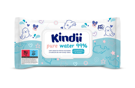 Kindii Pure Water 99% Chusteczki Wodne 60 szt.