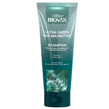 L'BIOTICA Biovax Glamour Szampon Ultra Green For Brunettes  200ml