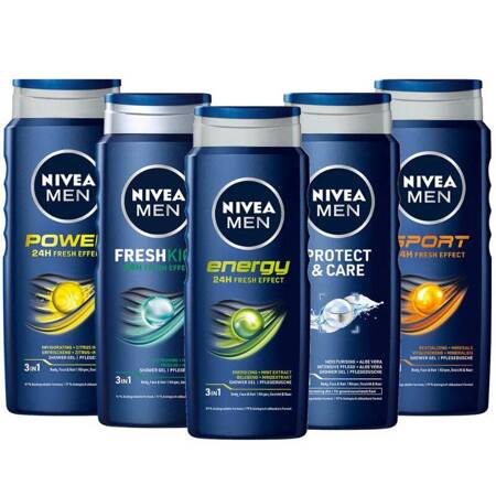 Nivea Men Zestaw Żeli do mycia ciała i włosów 3w1 dla mężczyzn 5x500ml