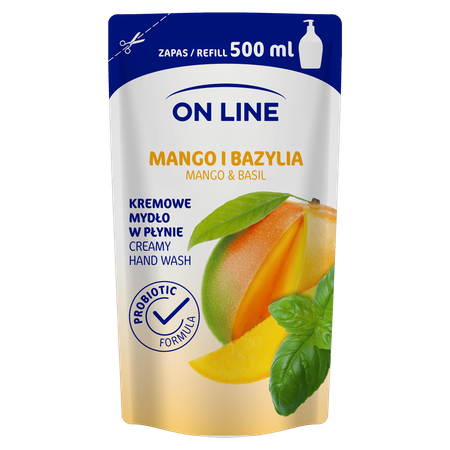 On Line Mydło kremowe w płynie Mango i Bazylia - uzupełnienie  500ml