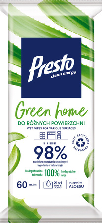 PRESTO Ściereczki czyszczące do różnych powierzchni Green Home-60szt