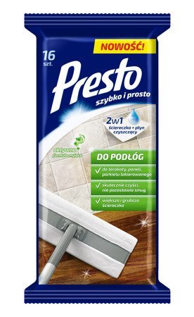 Presto Ściereczki czyszczące+płyn 2w1 do podłóg  1op.-16szt