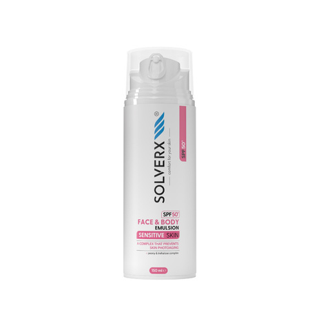 SOLVERX Sensitive Skin Emulsja ochronna do opalania do twarzy i ciała SPF50+ 150 ml